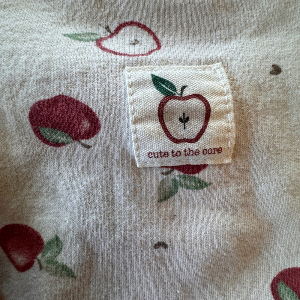 Rabbit Bear Apple Ruffle Sweatshirt Kids 3-6M Organic Cotton Cottagecore - Picture 2 of 7